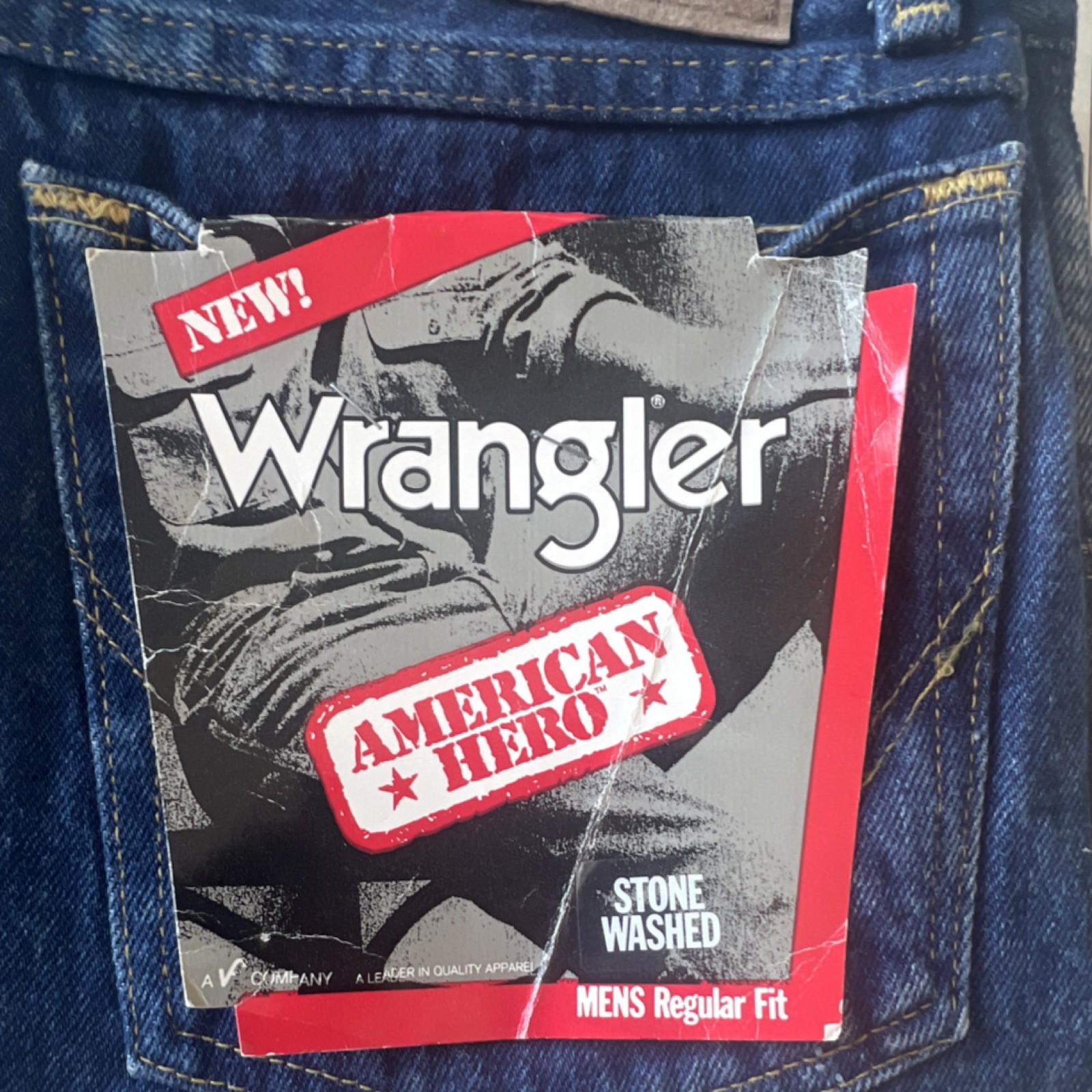 Vintage NWT Wrangler Regular Fit Stone Washed Blue Jean 34x34Cotton Made in USA