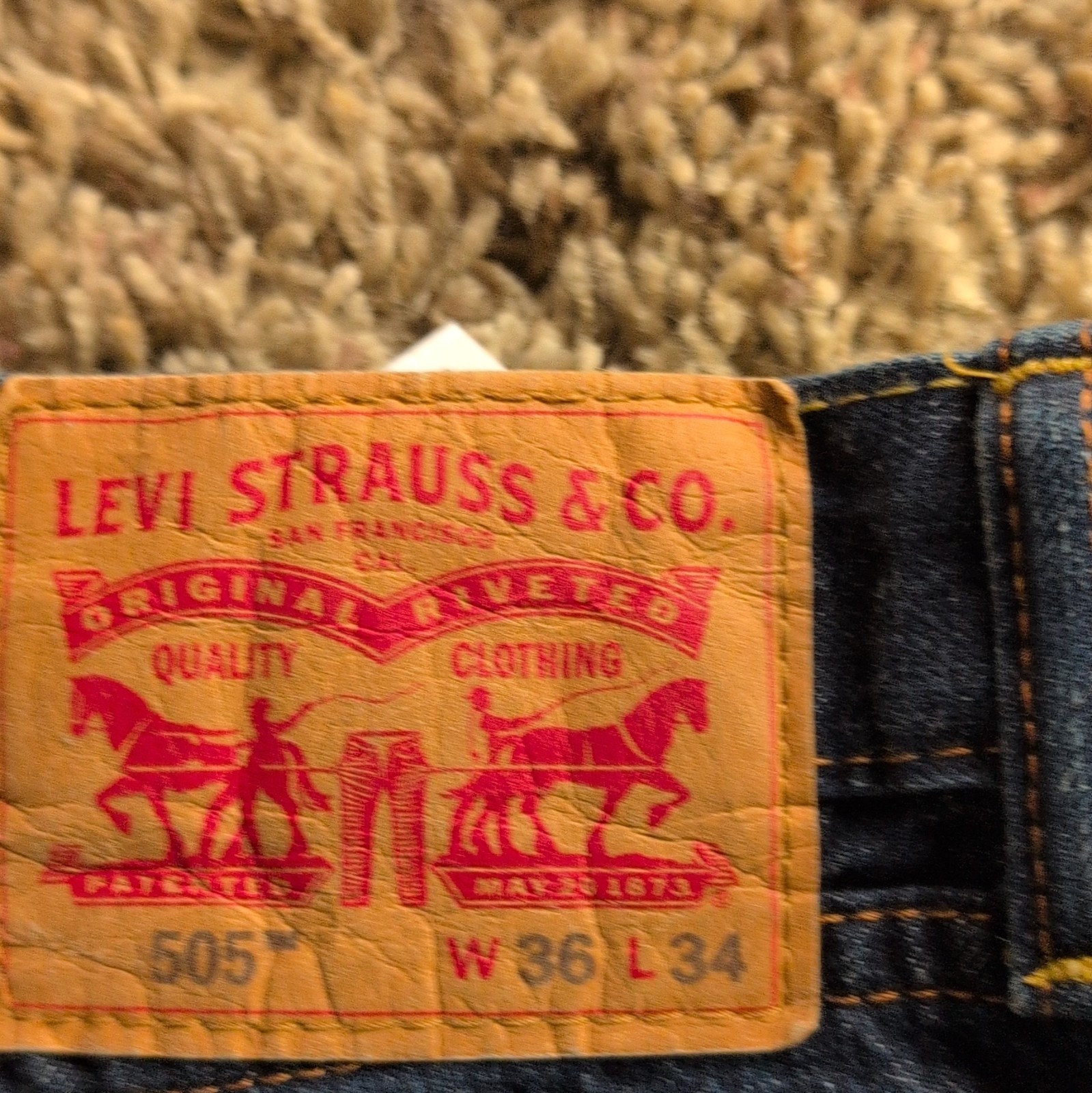 Levi’s Men’s Bootcut Jeans Blue Solid Cotton Denim Regular Size 36