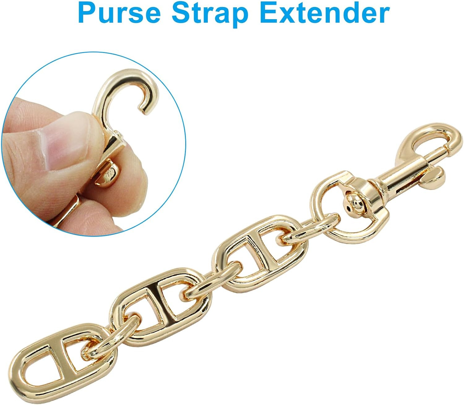 2Pcs Purse Strap Extender, 4.7 Inch Bag Extender Chain, Metal Chain Strap Extend