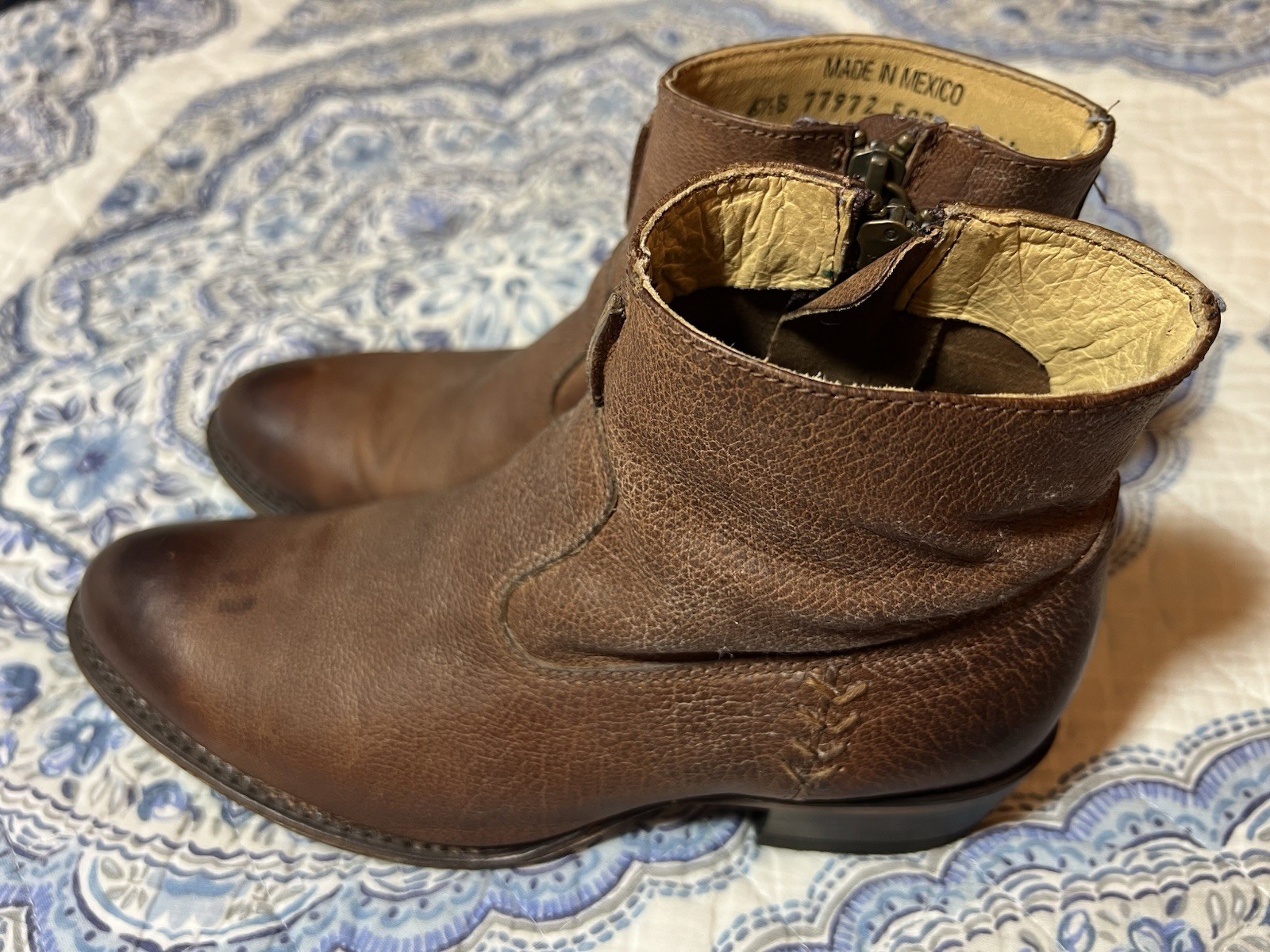 Frye Women’s Brown Leather Ankle High Boots Size 6.5, Made In Mexico