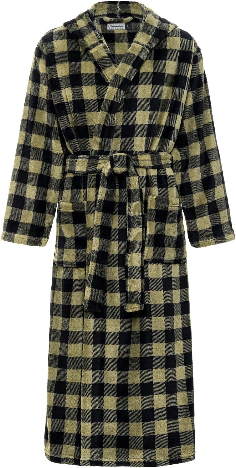 Men’s Extra Thick Plush Fleece Hooded Bathrobe Long Full Length Big & Tall