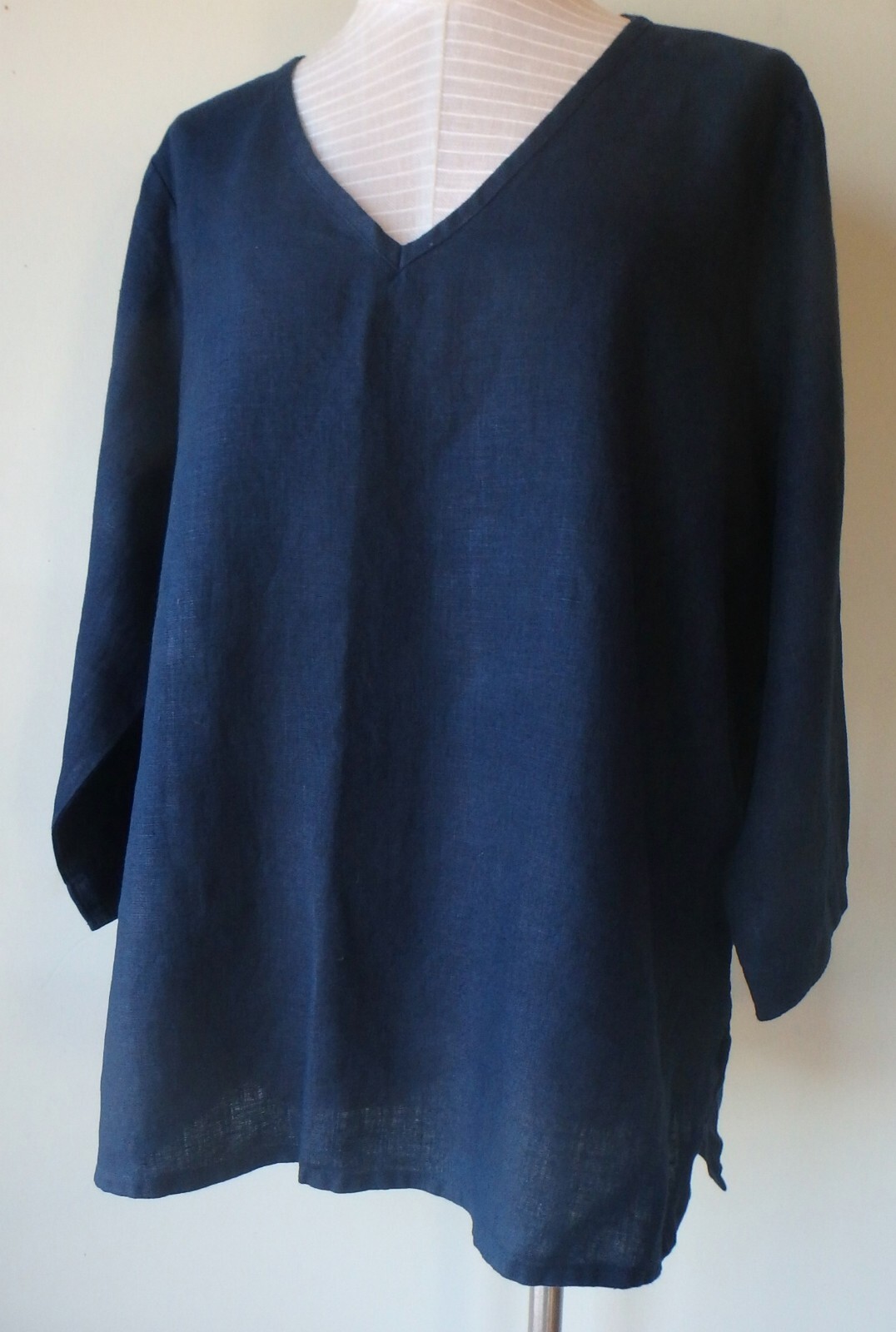 FLAX Designs Linen Shirt 2G & 3G NWT V Pullover MIDNIGHT