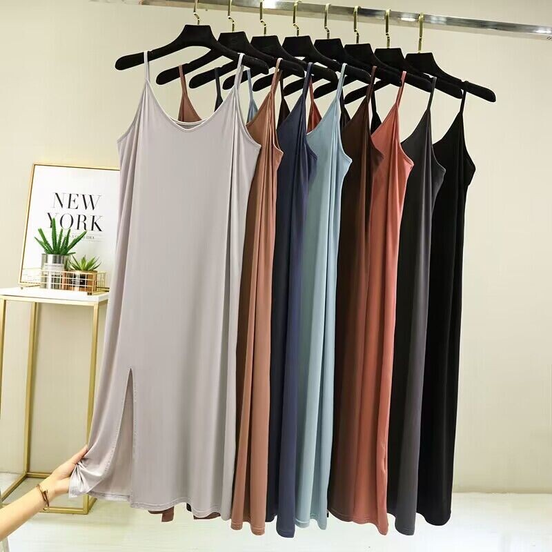 Women Modal Cotton Sleeveless Nightgown Sling Sleep Dress Casual Sleepwear