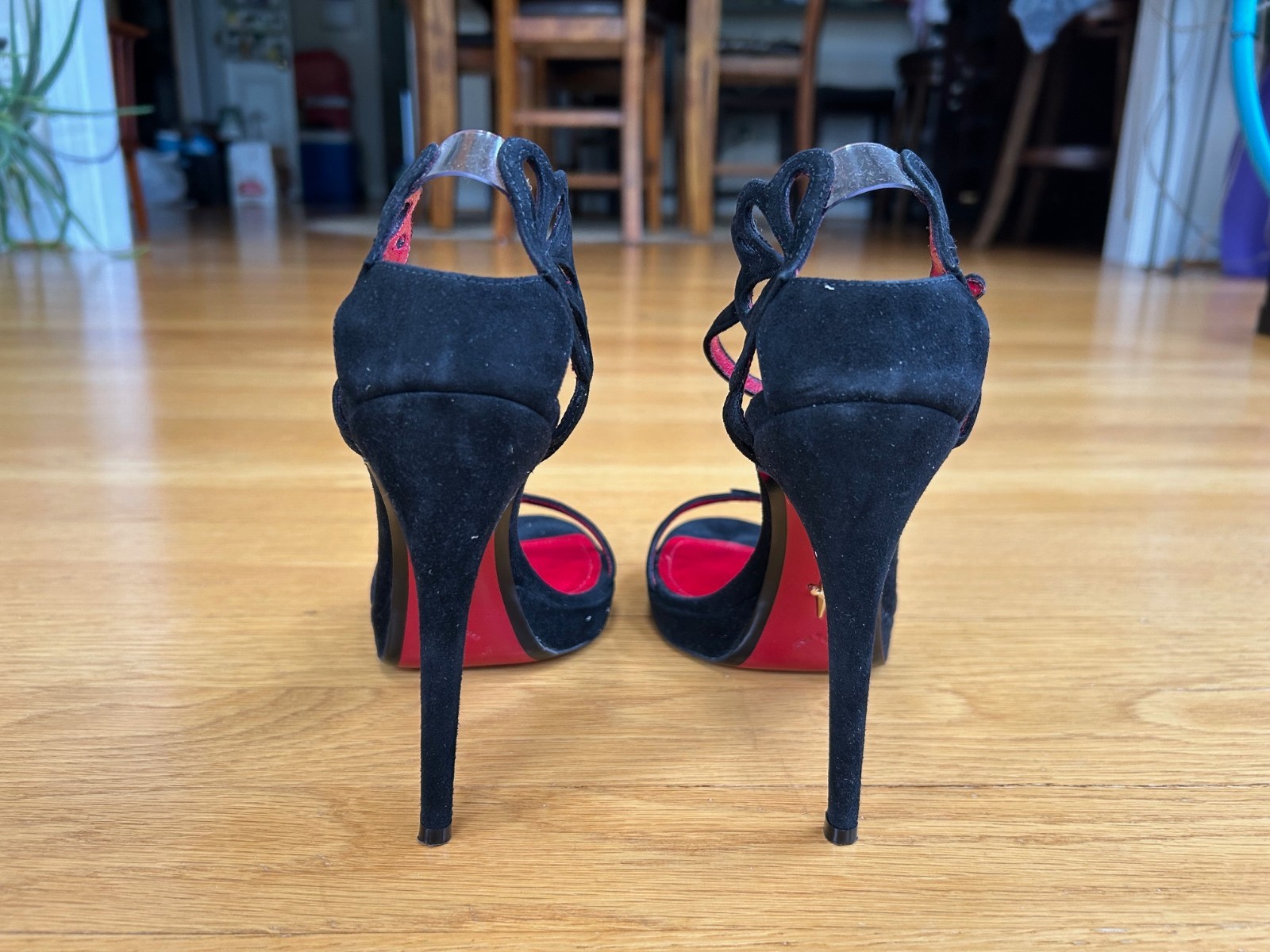 CESARE PACIOTTI Black Suede Butterfly Laser-Cut Sandals SZ 8.5 IT 38.5 Good &Box