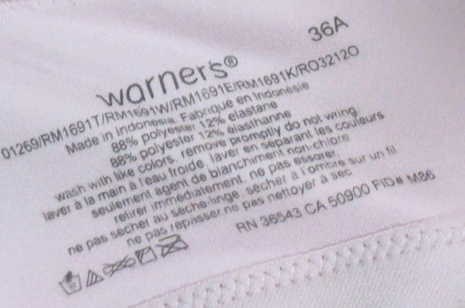 NWT Warners Cloud 9 Super Soft Comfort Bra Pale Pink 1269 Wireless Lightly Lined