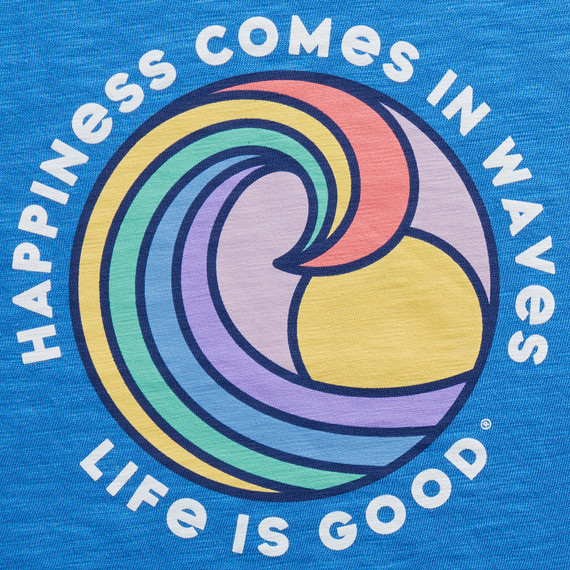 NWT Women’s Life is Good Happiness Waves Blue Lightweight Textured Slub Tank