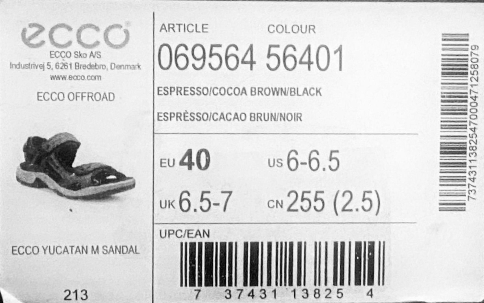 ECCO Offroad Yucatan Sandals Men’s Brown/Black Hiking Shoes Size 40 US 6-6.5