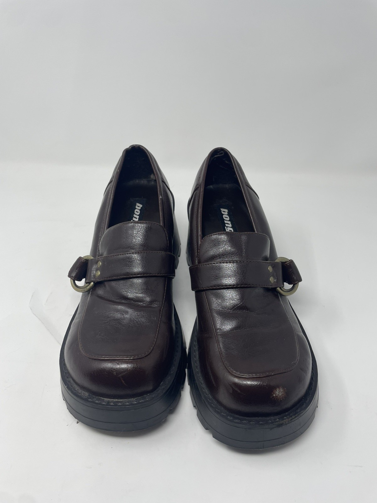 BONGO Women’s Dark Brown Chunky Heeled Platform Loafers SIZE 8.5