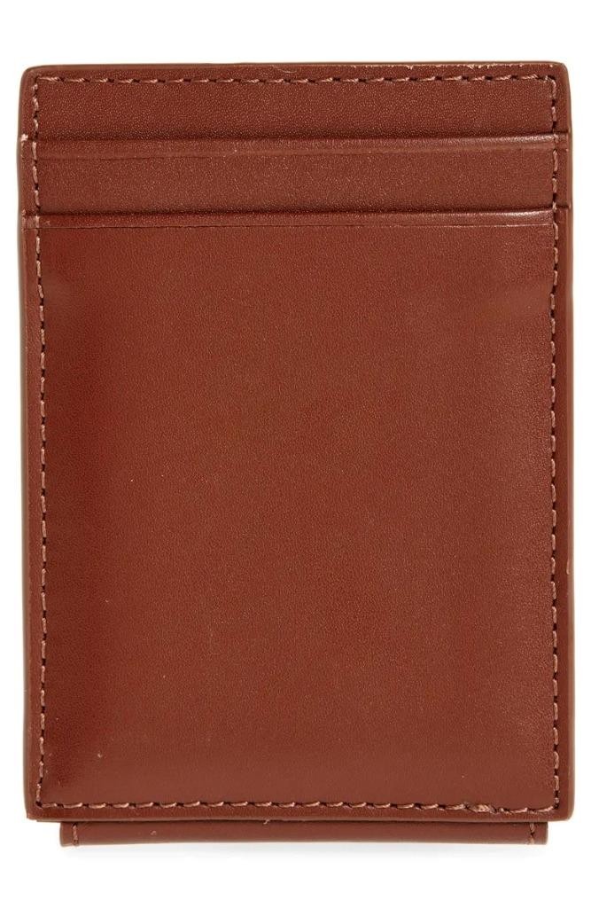 $75 – Tommy Bahama Magnetic Money Card Leather Wallet in Tan