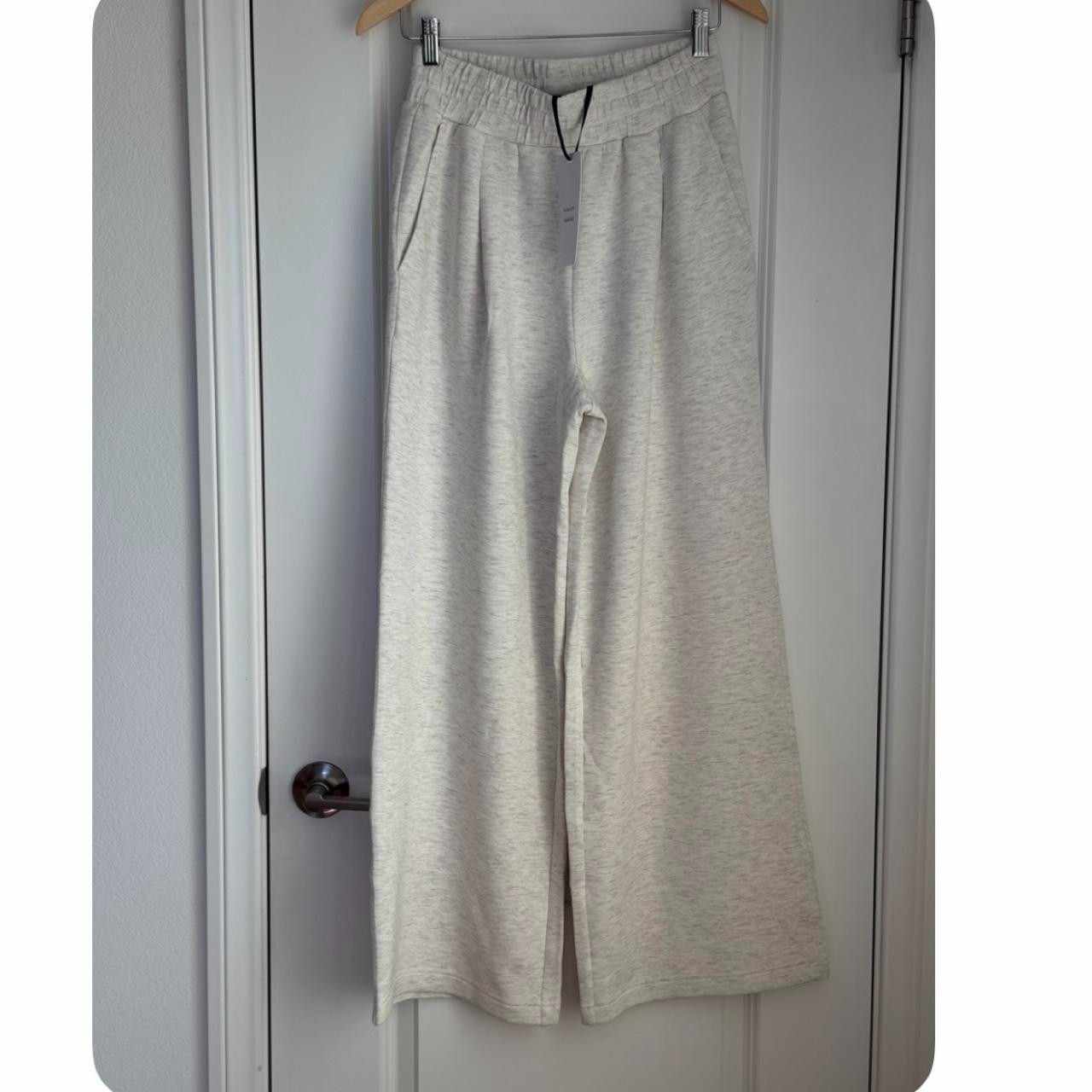 Varley The Extra Wide Leg Pant 29.5″ in Ivory Marl, Size Small