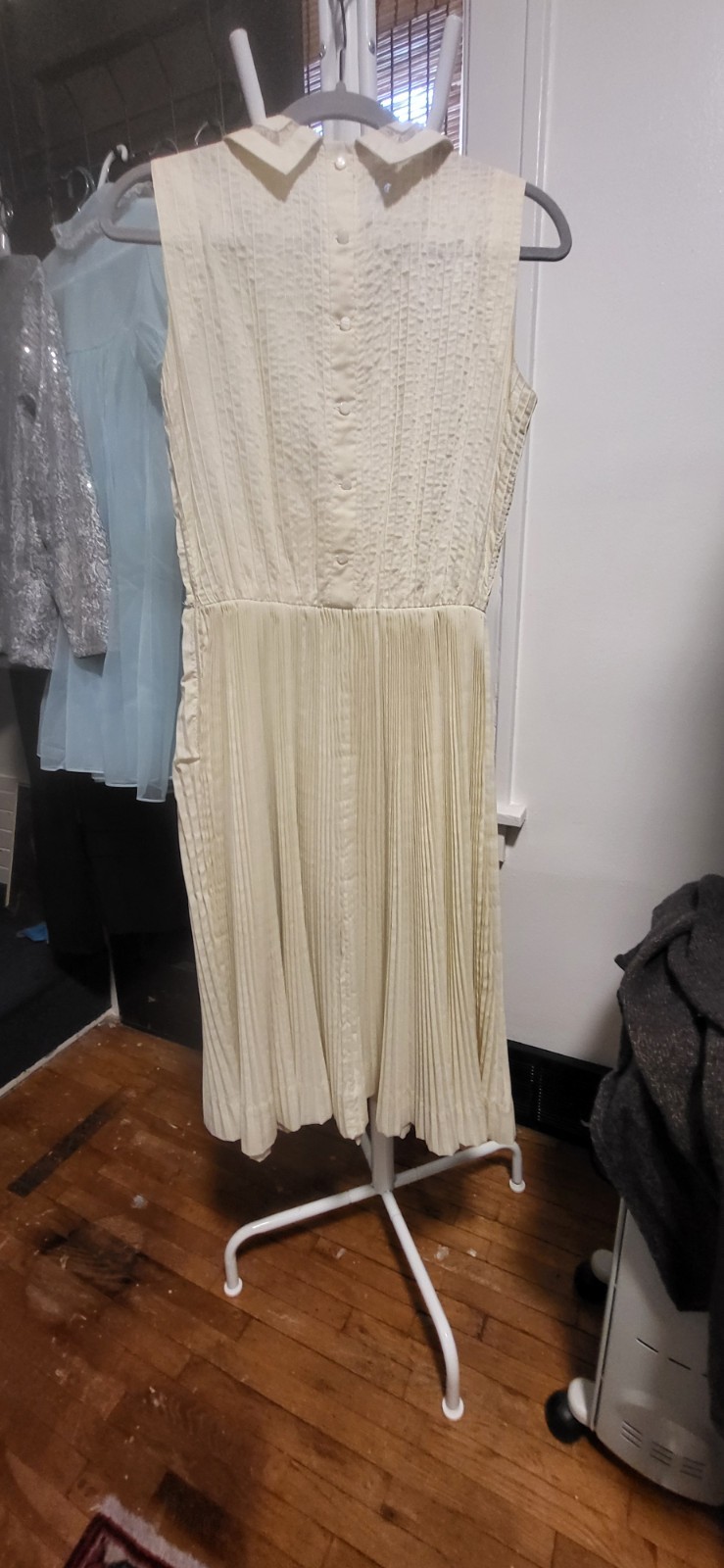 Vintage 1950’s Carlye Ivory Cream Micro Pintuck & Lace Panels-Fit & Flared Dress