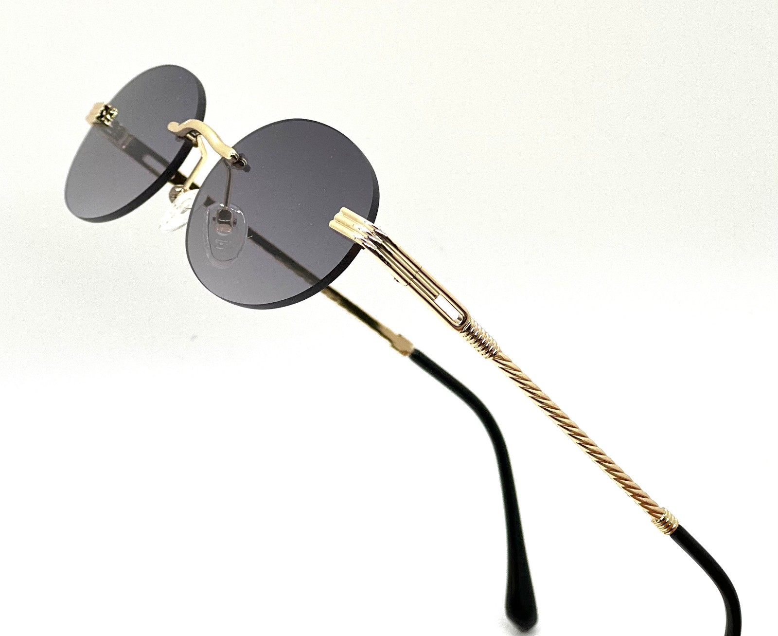 Vintage Gold Frame Rimless Luxury Men’s Hip Hop Clear Lens Retro Fashion Glasses
