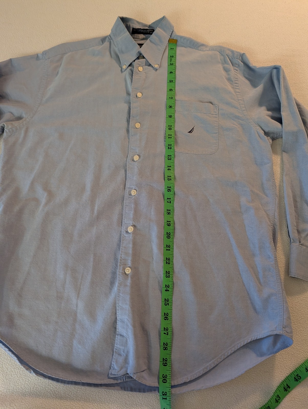 Nautica Men’s Solid Blue Woven Cotton Button-Down Shirt 16 1/2 34/35