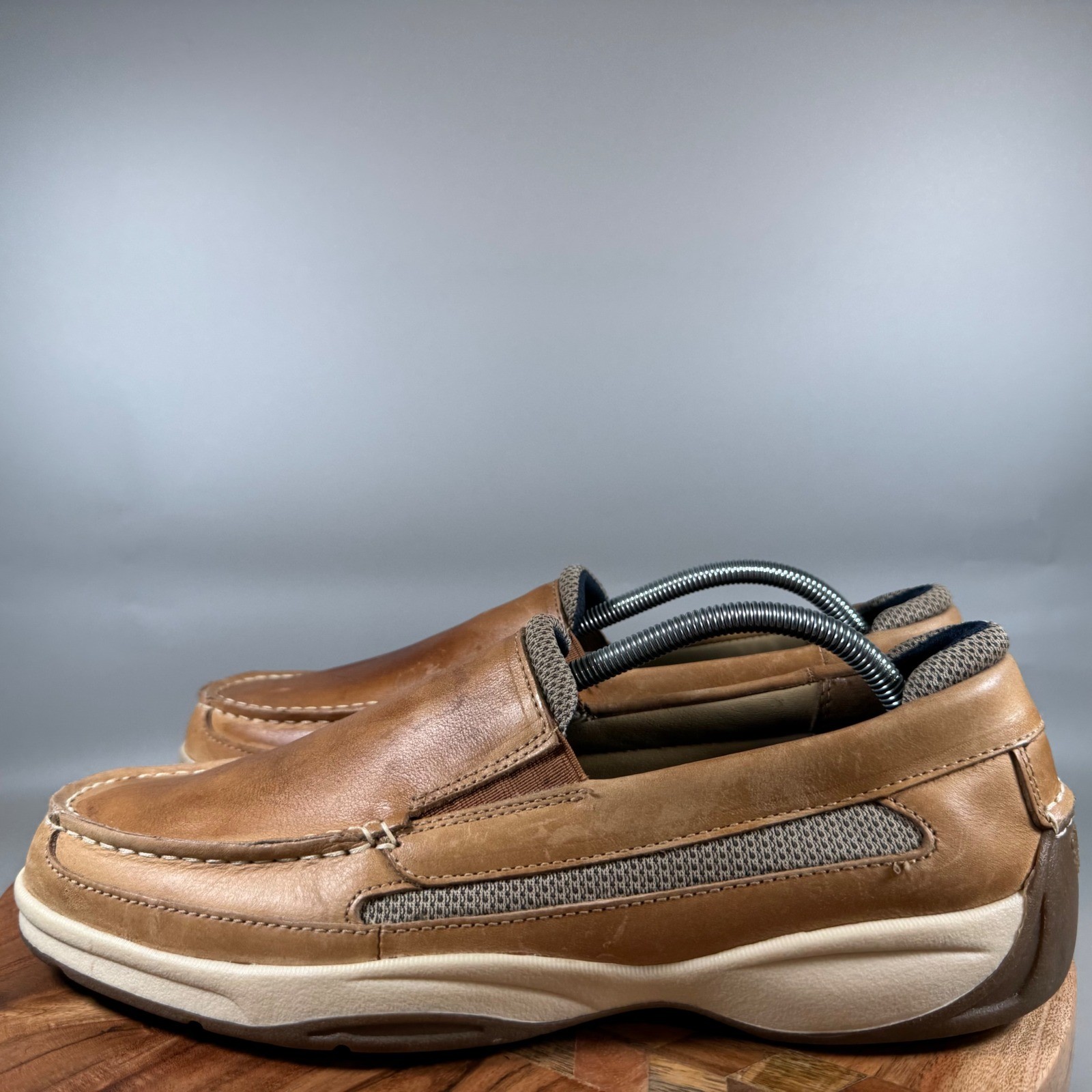 Sperry Top-Sider Mens Tan Brown Leather Mesh Slip On Loafers STS22540 Size 11
