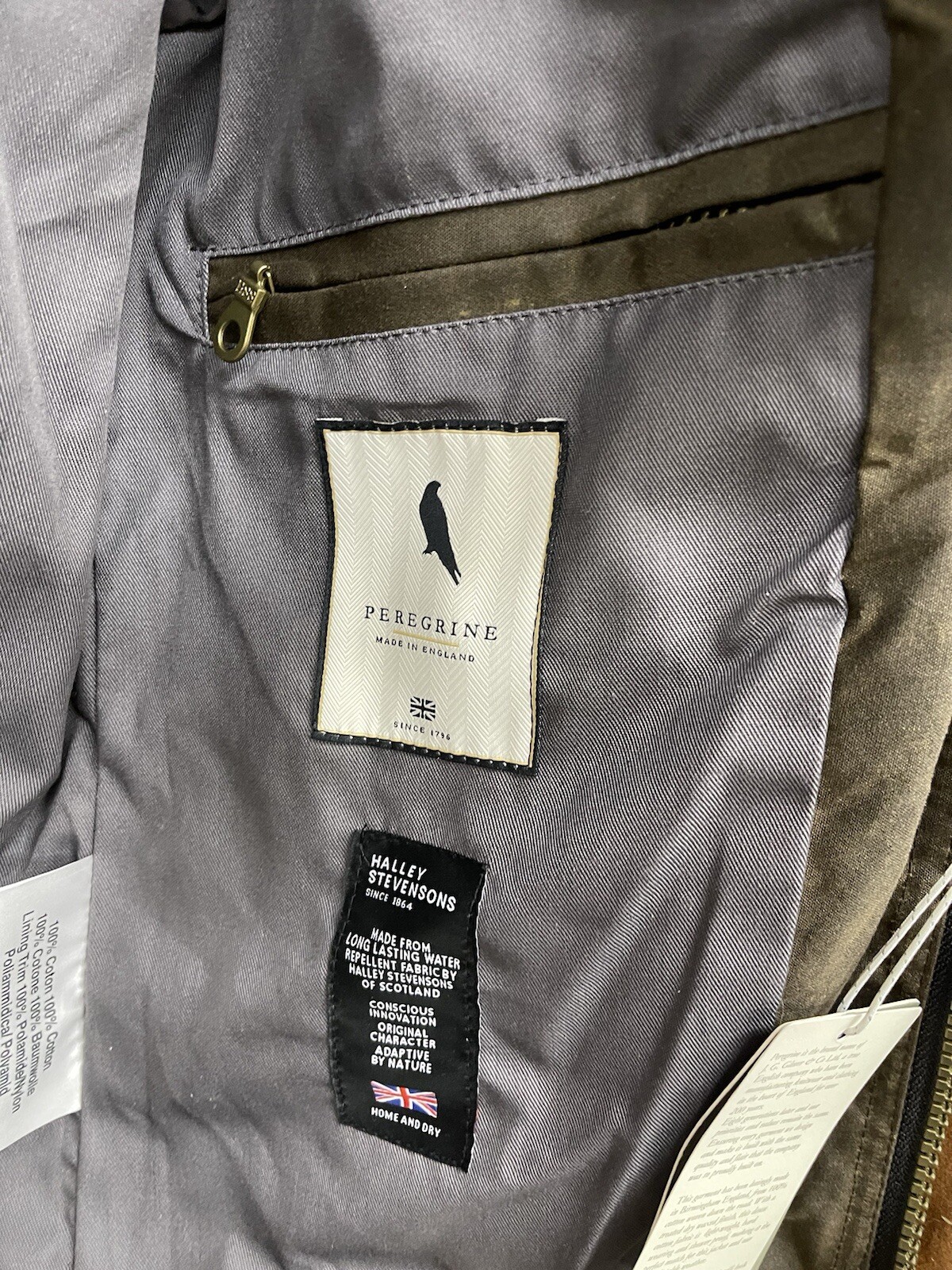 PEREGRINE Bexley Waxed Water Resistant Cotton Jacket Brown Choose Size NWT