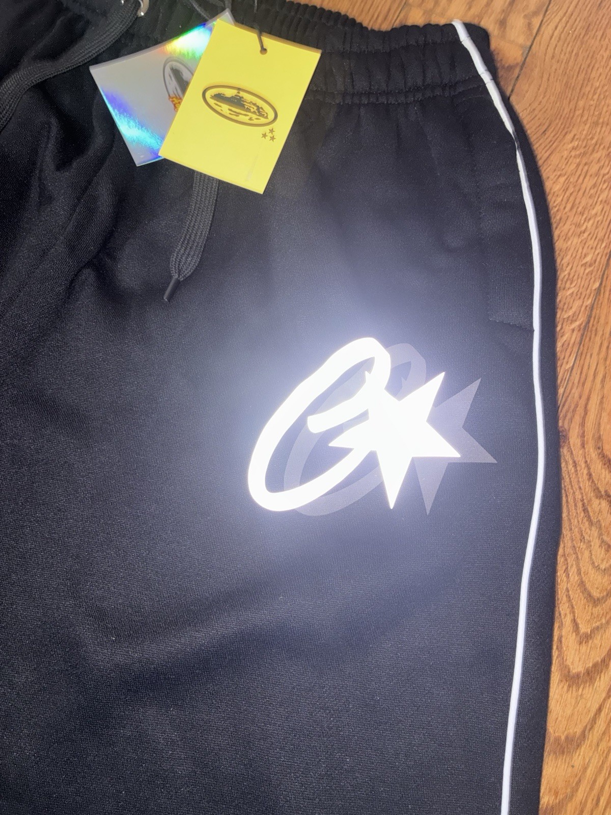 Corteiz Men’s Black Tracksuit Set Medium Reflective Logo Full Zip Jacket & Pants