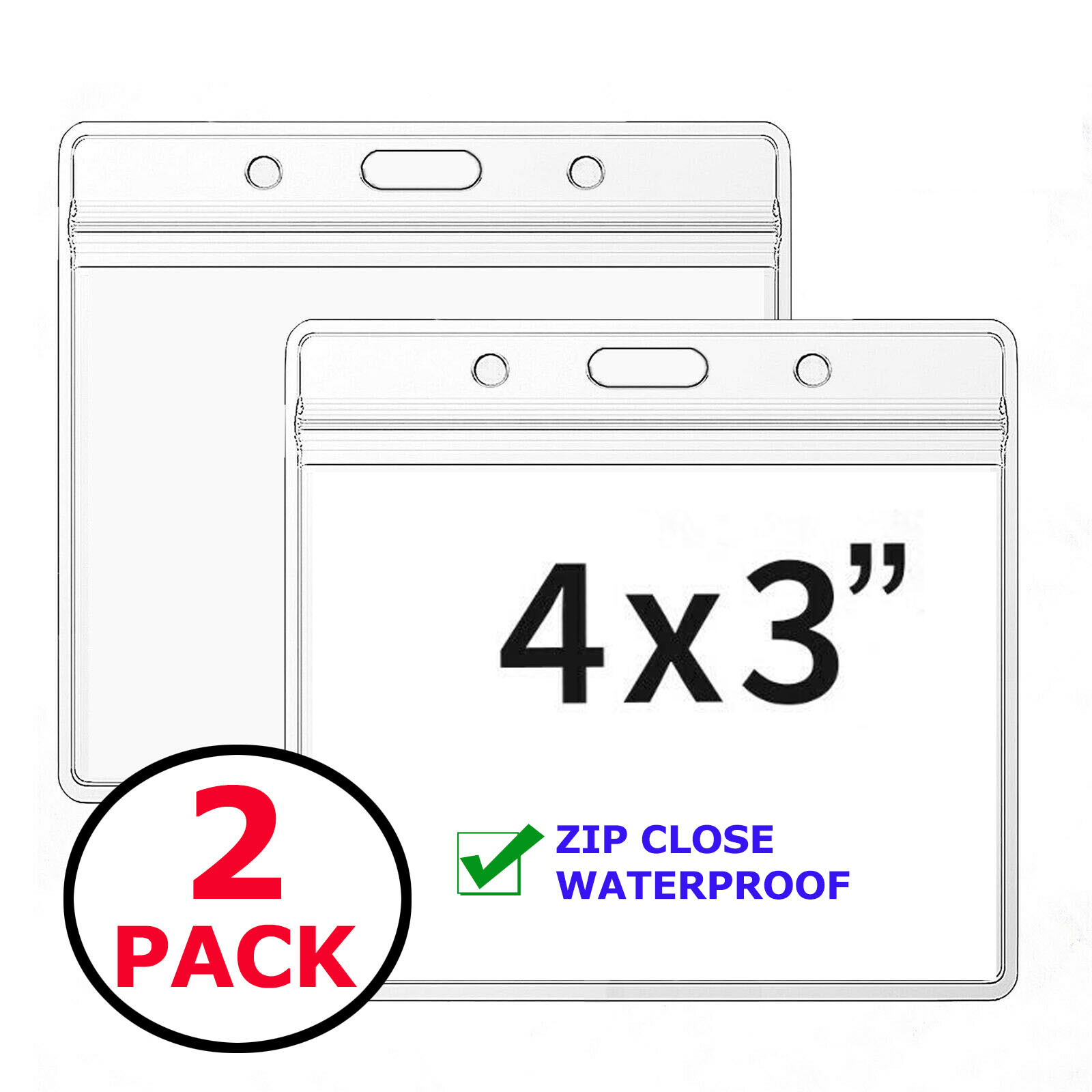 2 PACK WATERPROOF 4×3 Vaccine Card Holder ZIP CDC Vaccination ID Protector Badge