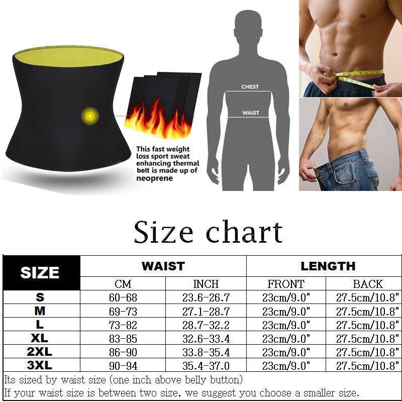 Men’s Sweat Sauna Belt Waist Trainer Body Shaper Compression Abdominal Workout