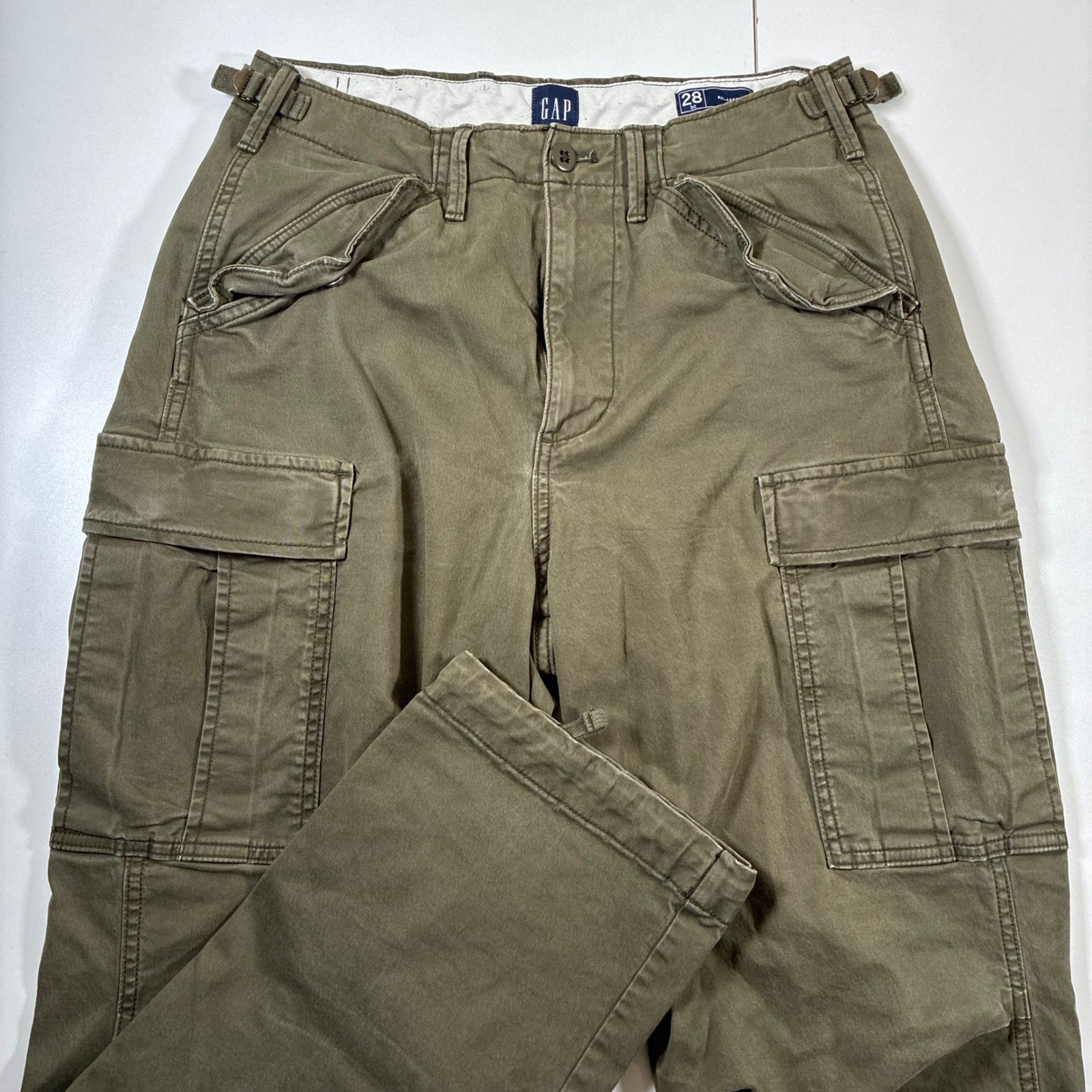 Gap Cargo Pants 29×28 Green Relaxed Military Army Flap Pockets (Tag 28×30)