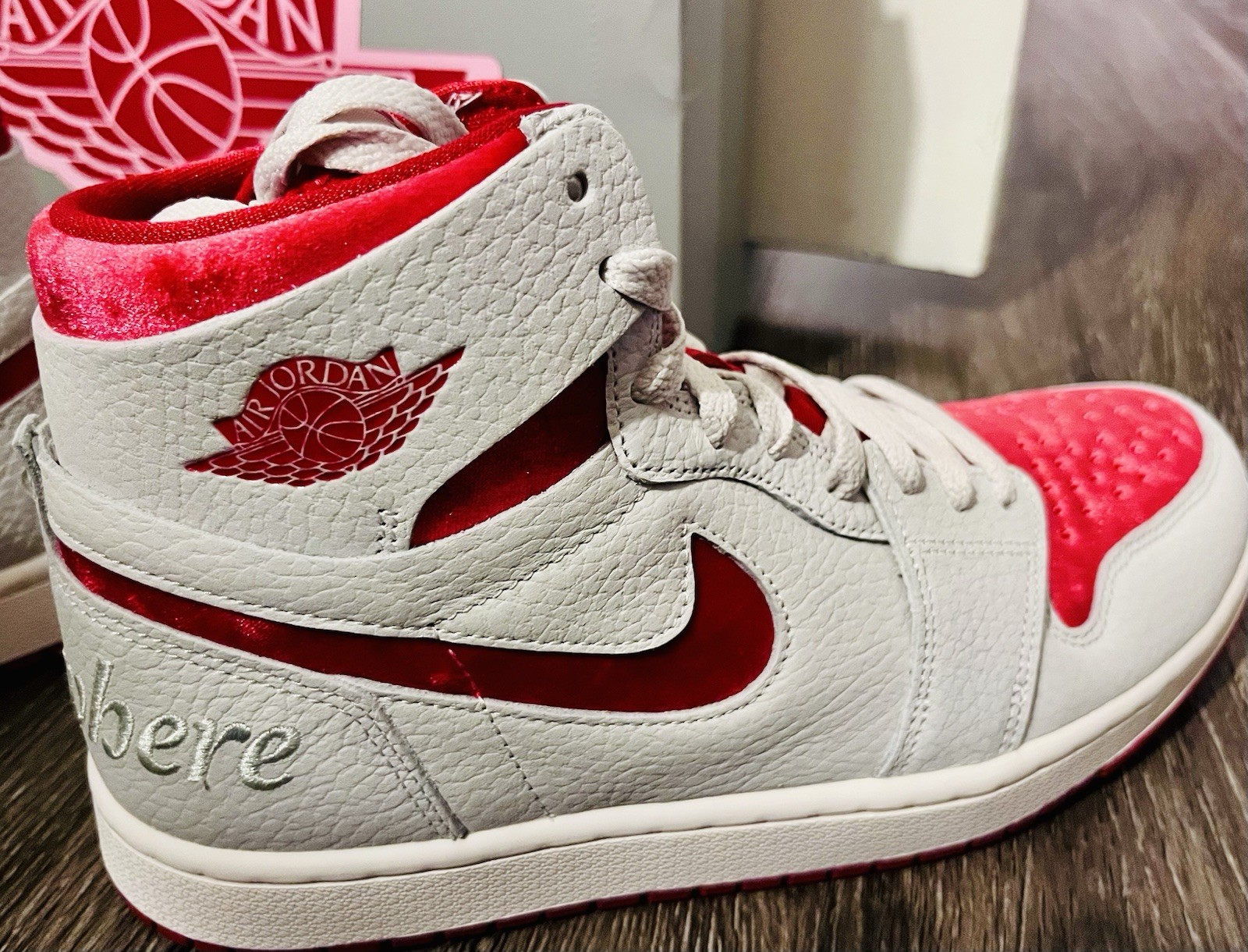 BRAND NEW CUSTOM AIR JORDAN 1 ZOOM AIR White/Red Leather in original box!