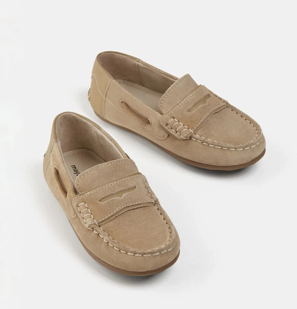 Mayoral Children’s Boys Beige Suede Leather Moccasins Loafer Shoes 38 US 5.5 NIB