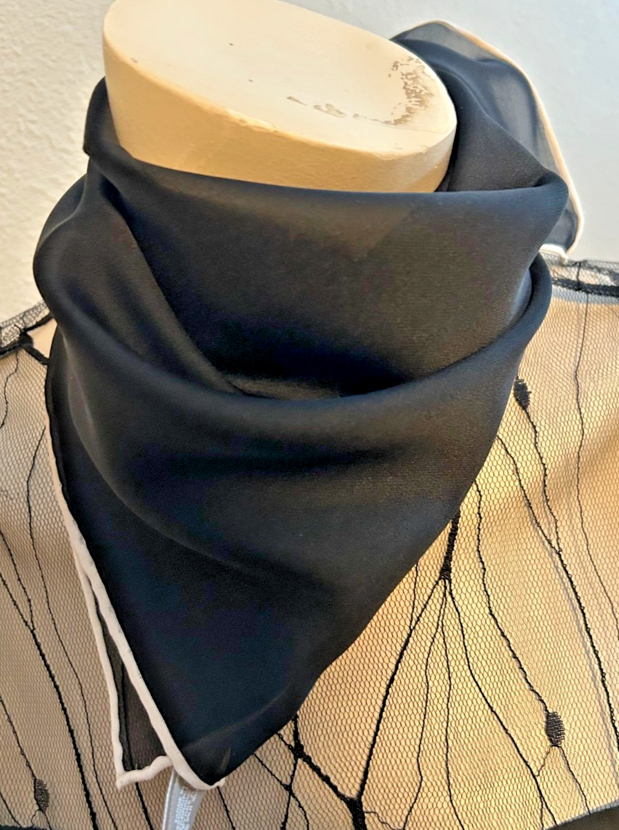 Echo – NEW 21 x 21 In. Small Sq. Black Solid Color 100% Silk Scarf- SS 1043