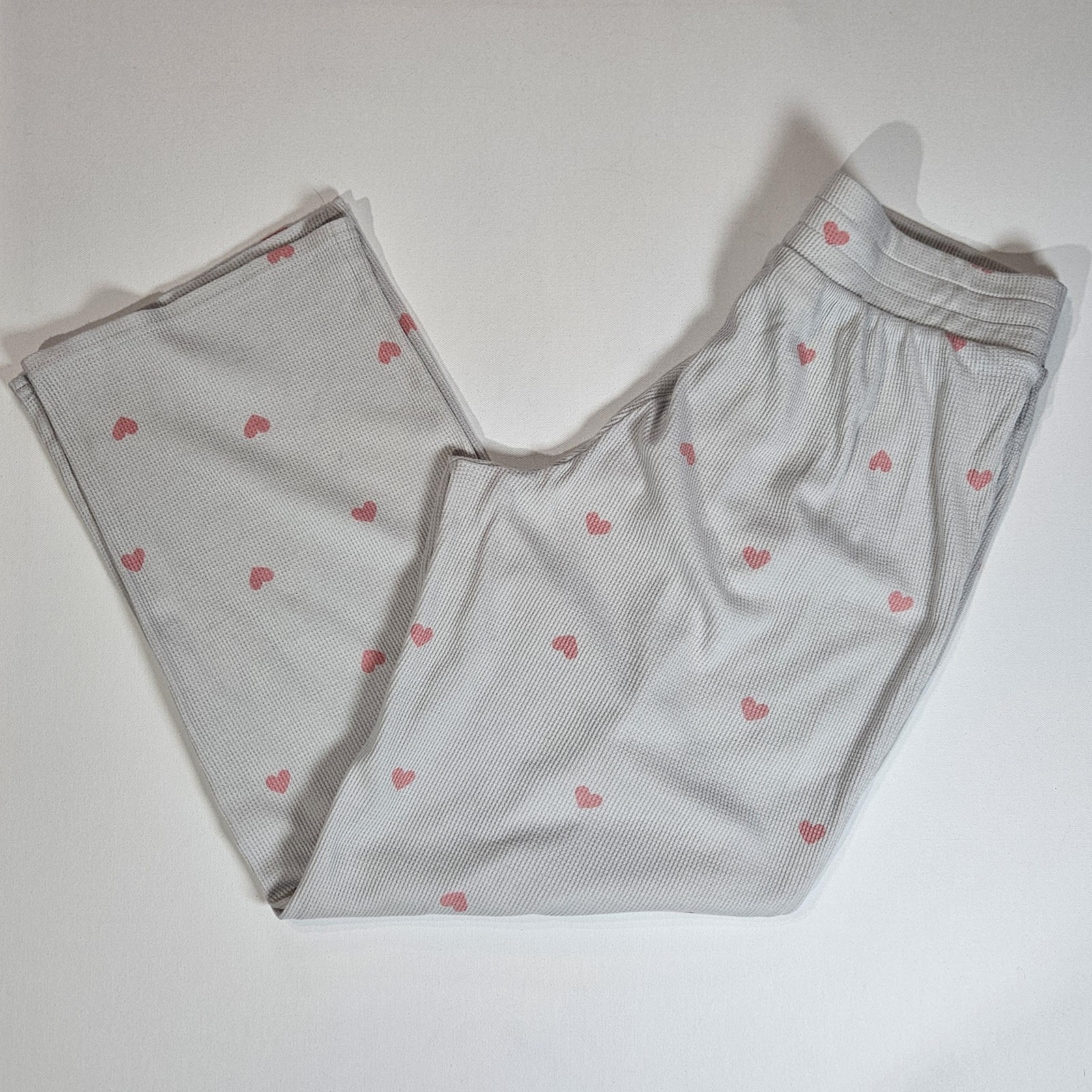 Gap Pajama Pants Womens Size Small Gray Micro Waffle Heart Print Sleepwear