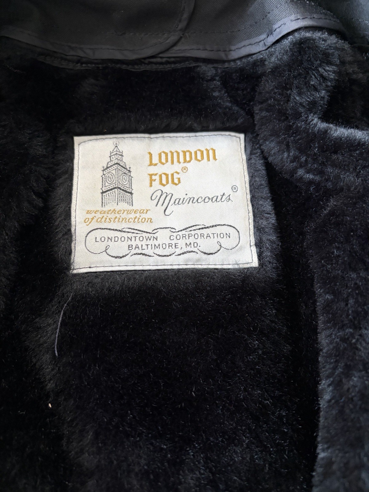 London Fog Black Faux Fur Lined Coat, Black, Size 38