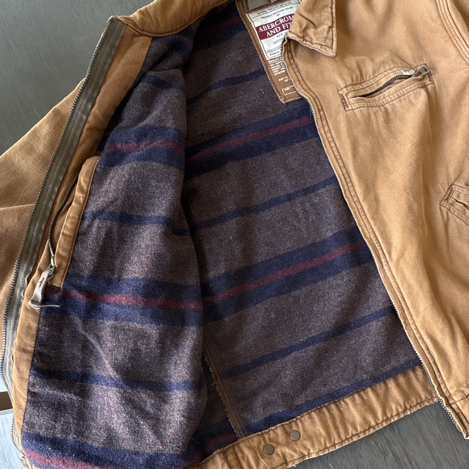 Abercrombie & Fitch Men’s Brown Work Jacket Full Zip Lined Size Medium