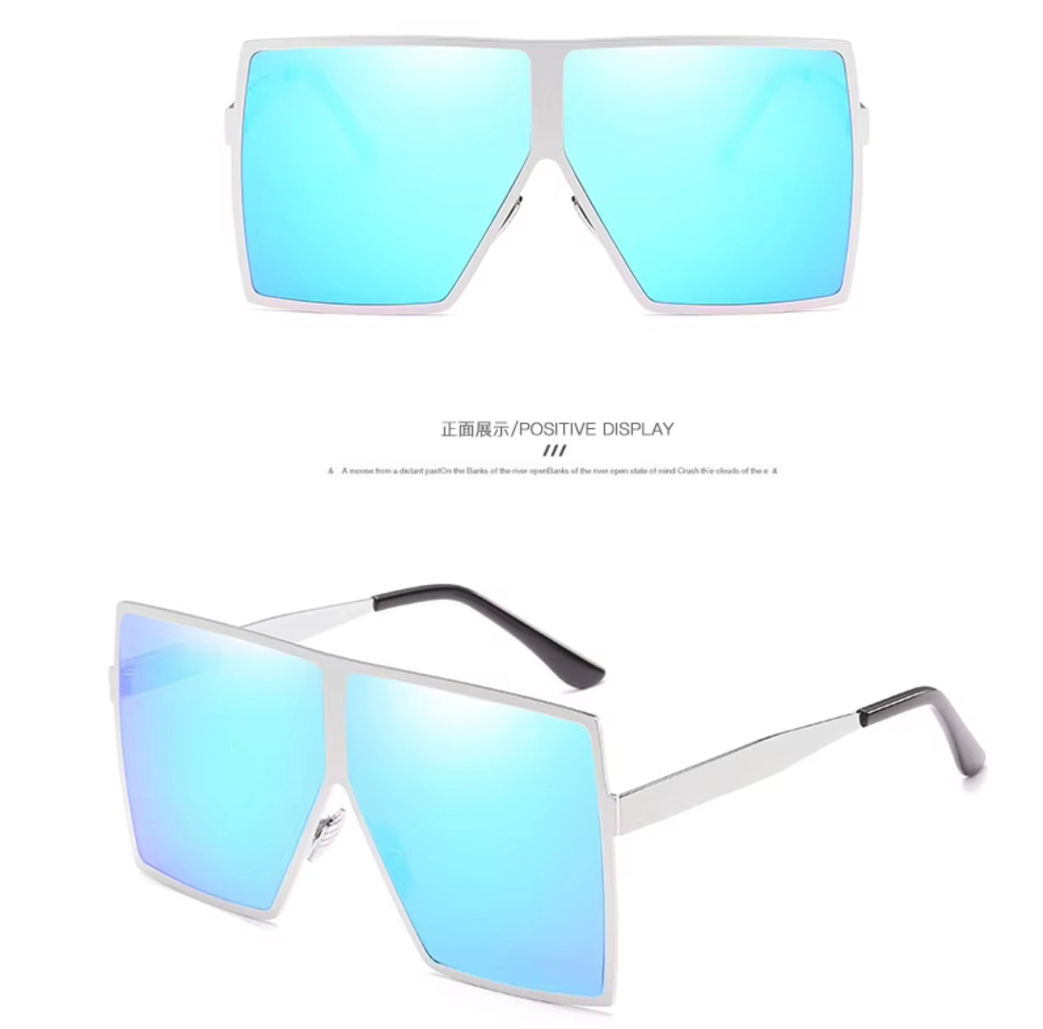 Sunglasses Flat Top Huge Big Oversized XXL Square Women “Lauren” Mirror SHADES