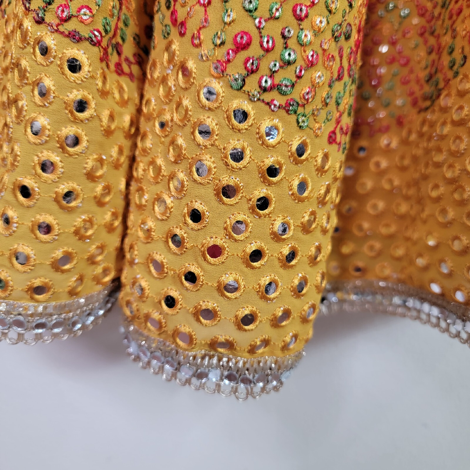 Custom Made Wide Leg Pants Yellow Sequin Middle Eastern Indian Embroidered Sz 10