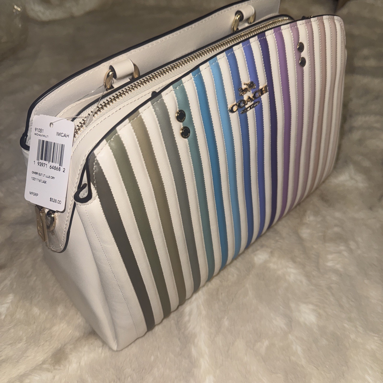 Coach 91051 Ombre Large Lillie Quilted Leather Satchel Carryall BNWT Rare