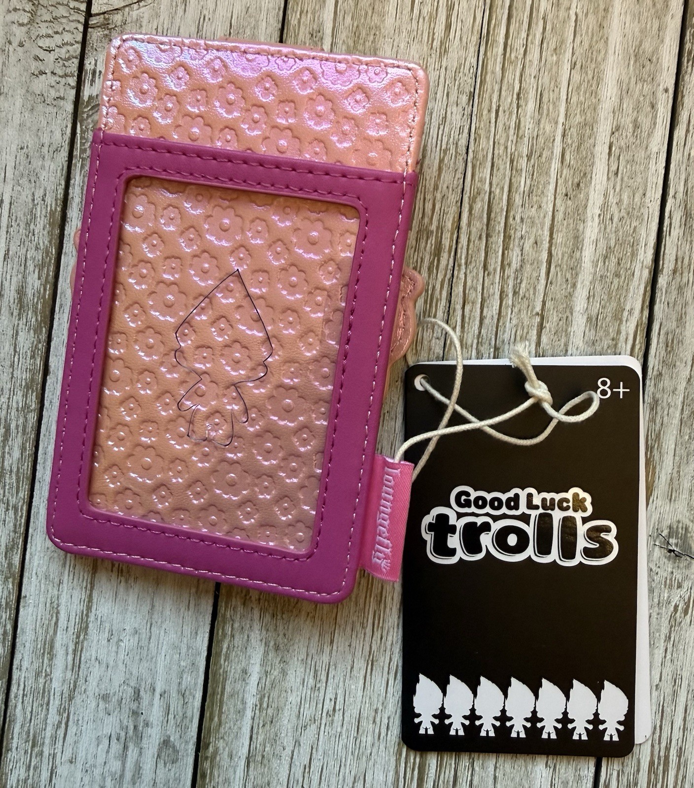 NEW! Loungefly Classic Good Luck Trolls Faux Leather Iridescent Cardholder!