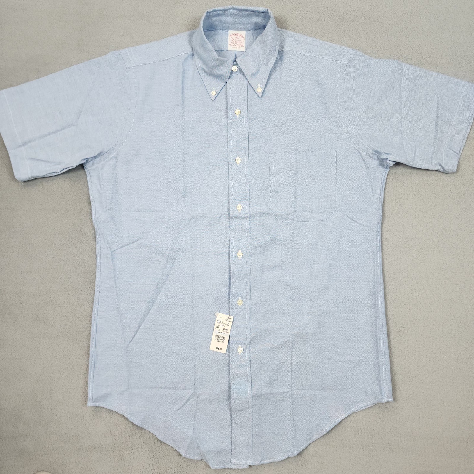 Vintage Brooks Brothers Polo Shirt mens 14.5 Blue Oxford Button Down Maker NWT