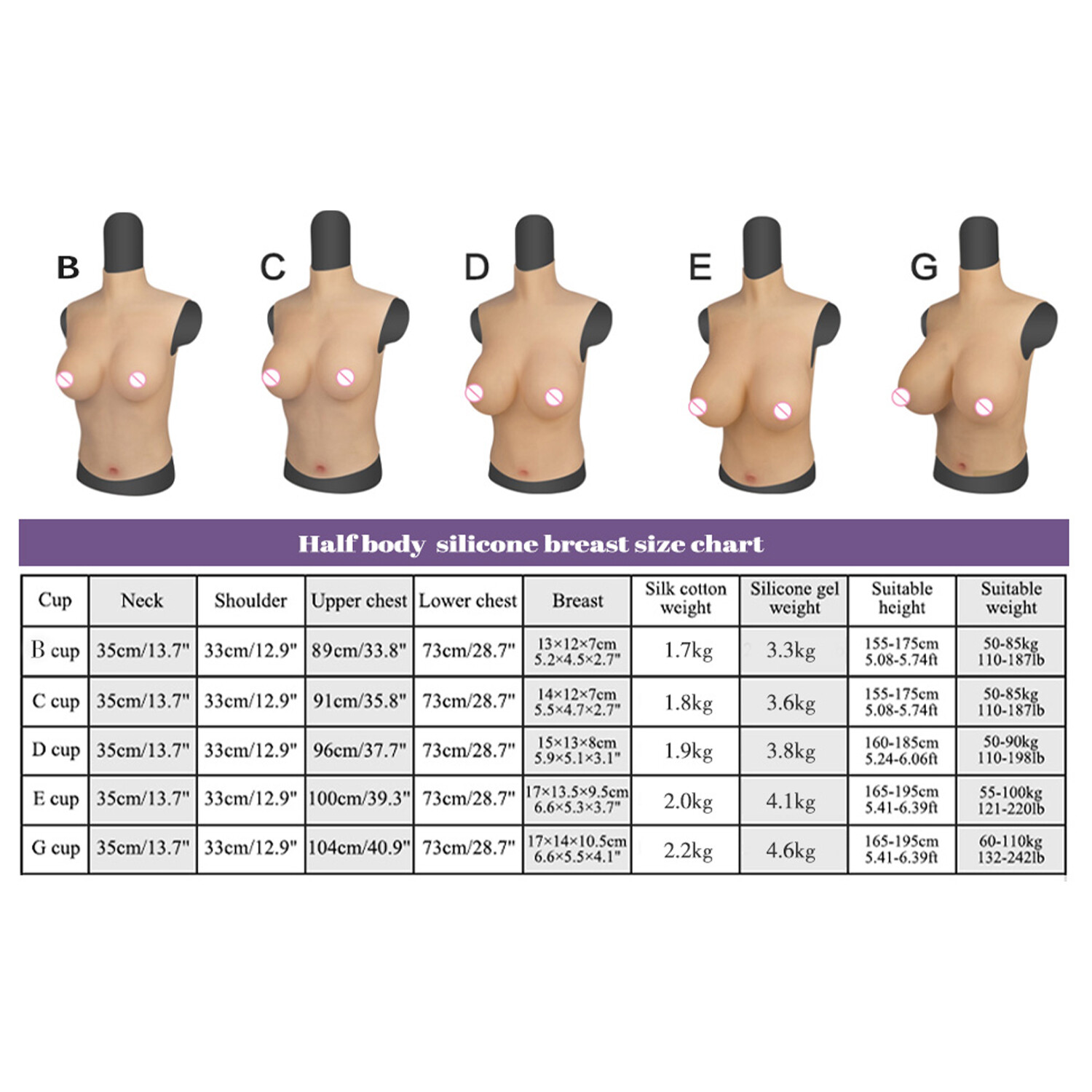 Realistic B-H Cup Silicone Breast Forms Breast Plate Fake Boobs For Crossdresser