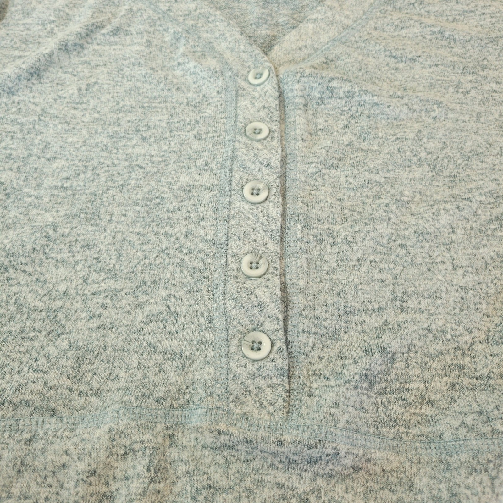 LOGO Lori Goldstein Womens Large Tunic Top Blue Marled Knit Stretch Long Sleeve