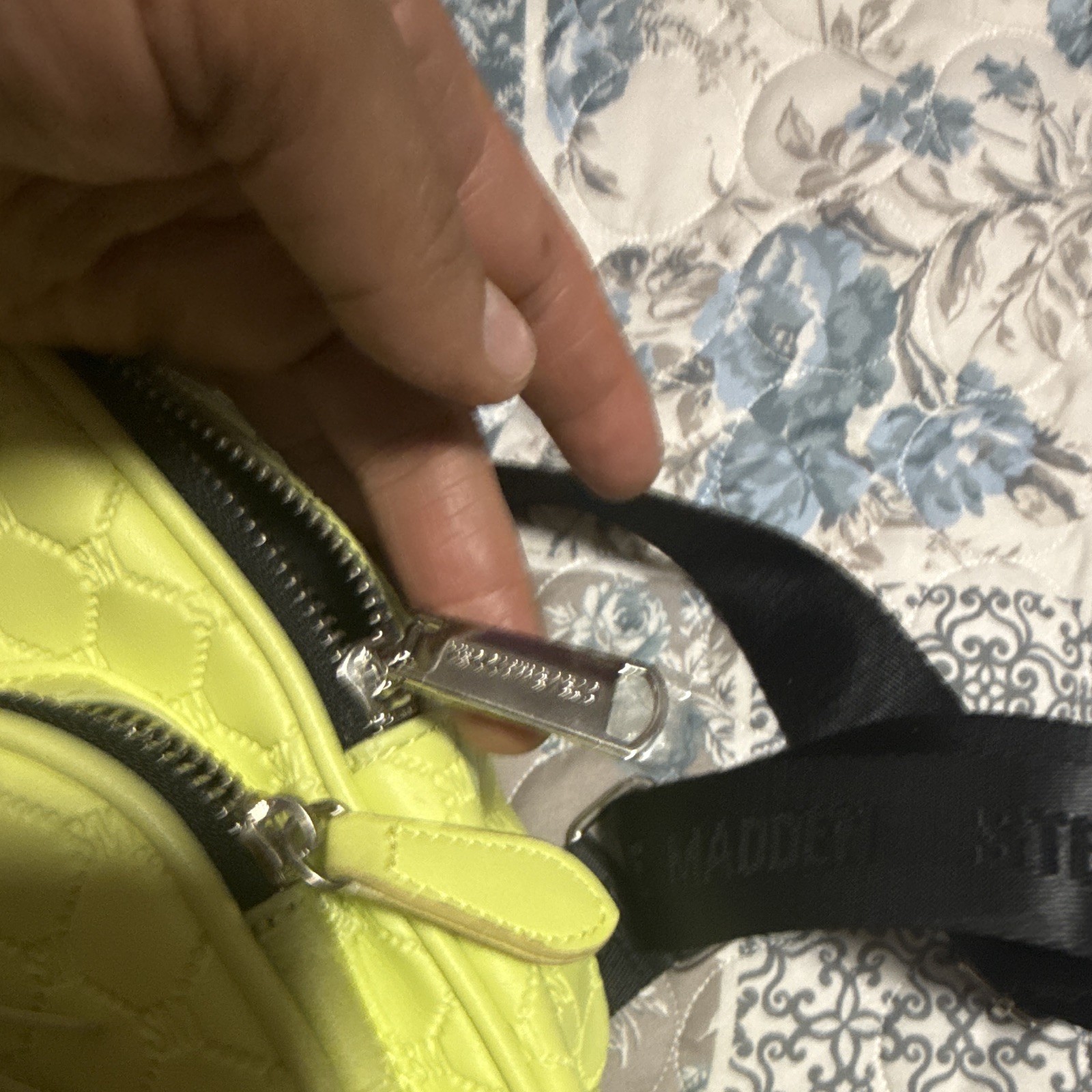 Steve Madden Green Mini Logo Backpack Tassel Bag Charm Zip Adjustable Straps
