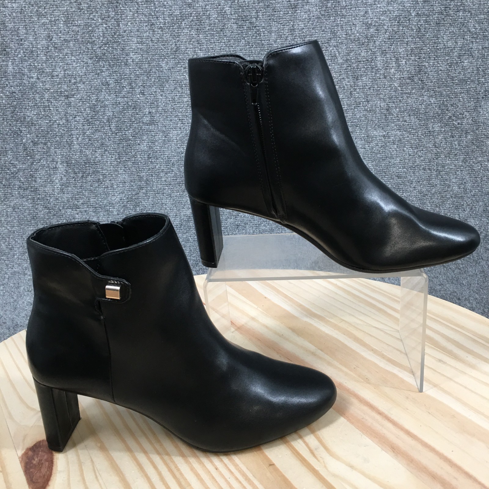 Alfani Step N Flex Boots Womens 7 M Paam Side Zip Heeled Ankle Booties Black