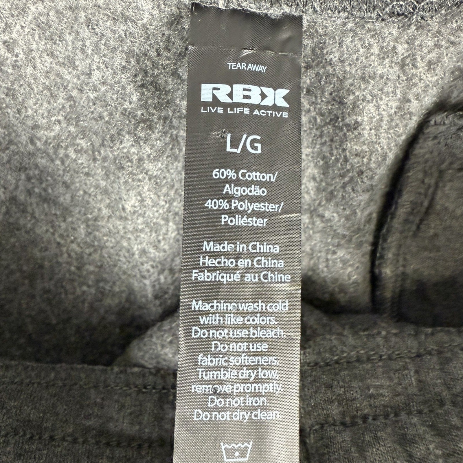 NWT RBX Mens Dark Gray Athletic Jogger Pants Size L/G Zipper Ankle