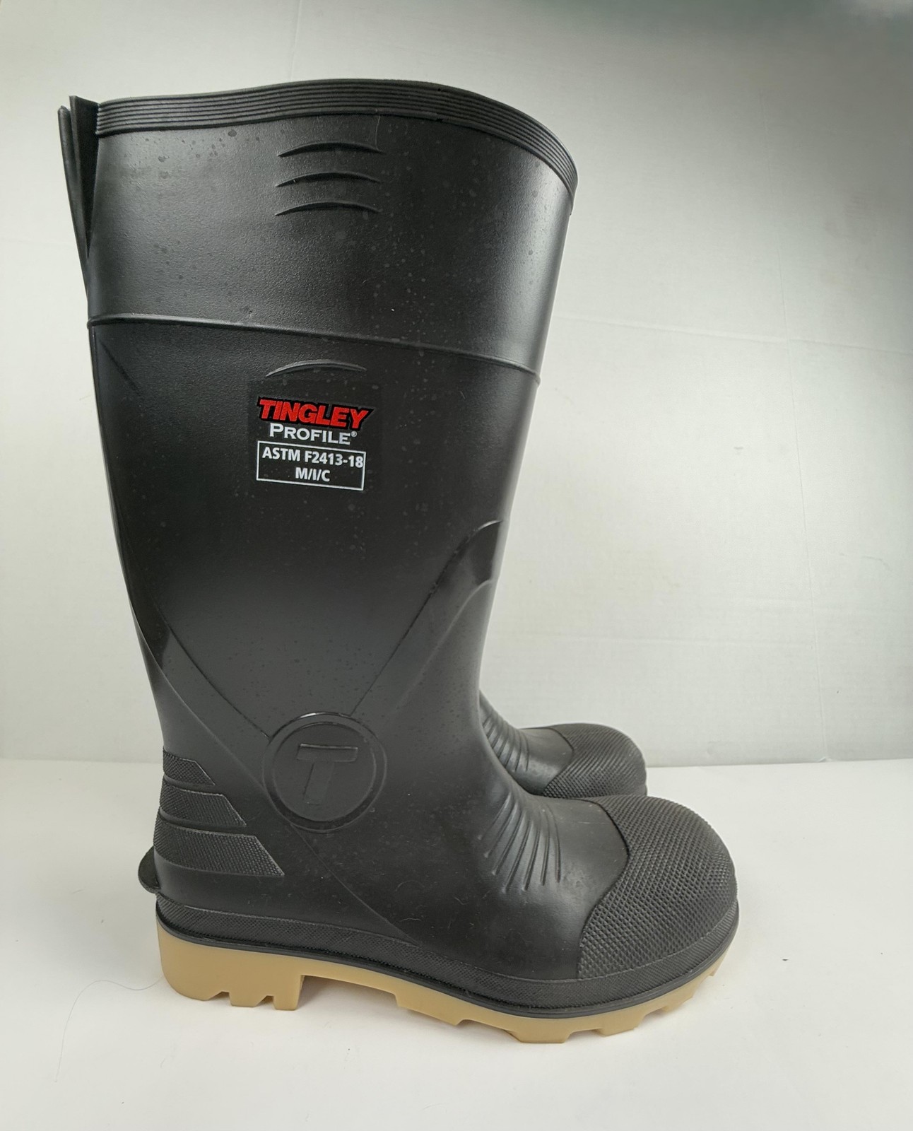 Tingley Boots Men Men 10 Black Rubber Profile Safety Toe ASTM F2413-18 Work Rain