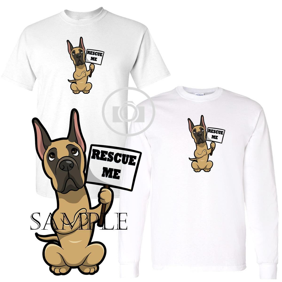 Great Dane Dog Breed Rescue Me Holding Sign Adoption Cartoon Custom T Shirt