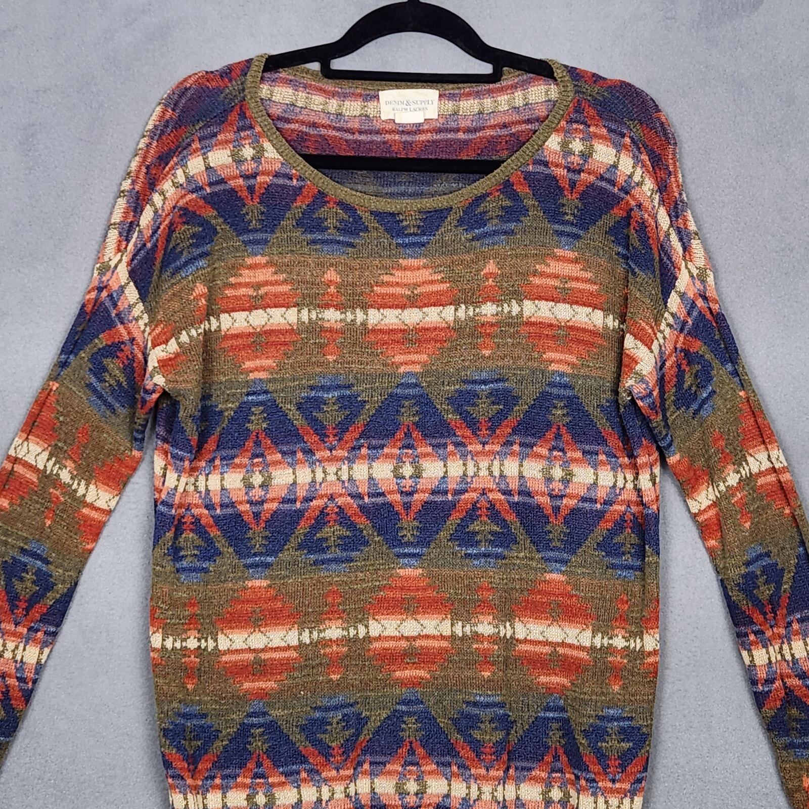 VTG DENIM AND SUPPLY RALPH LAUREN Sweater Dress Womens Medium Aztec Southwestern