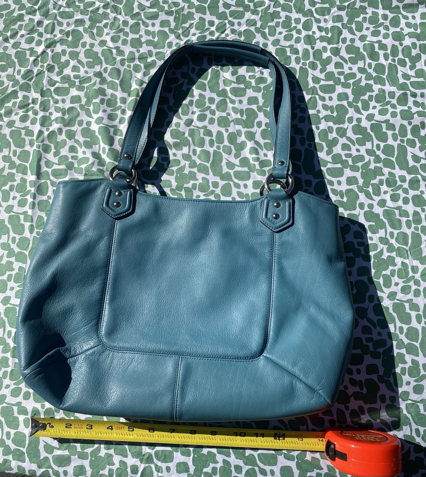 Coach Women’s Blue Shoulder Bag, Buckle Accent, Magnetic & Zip Closure, Inner P…