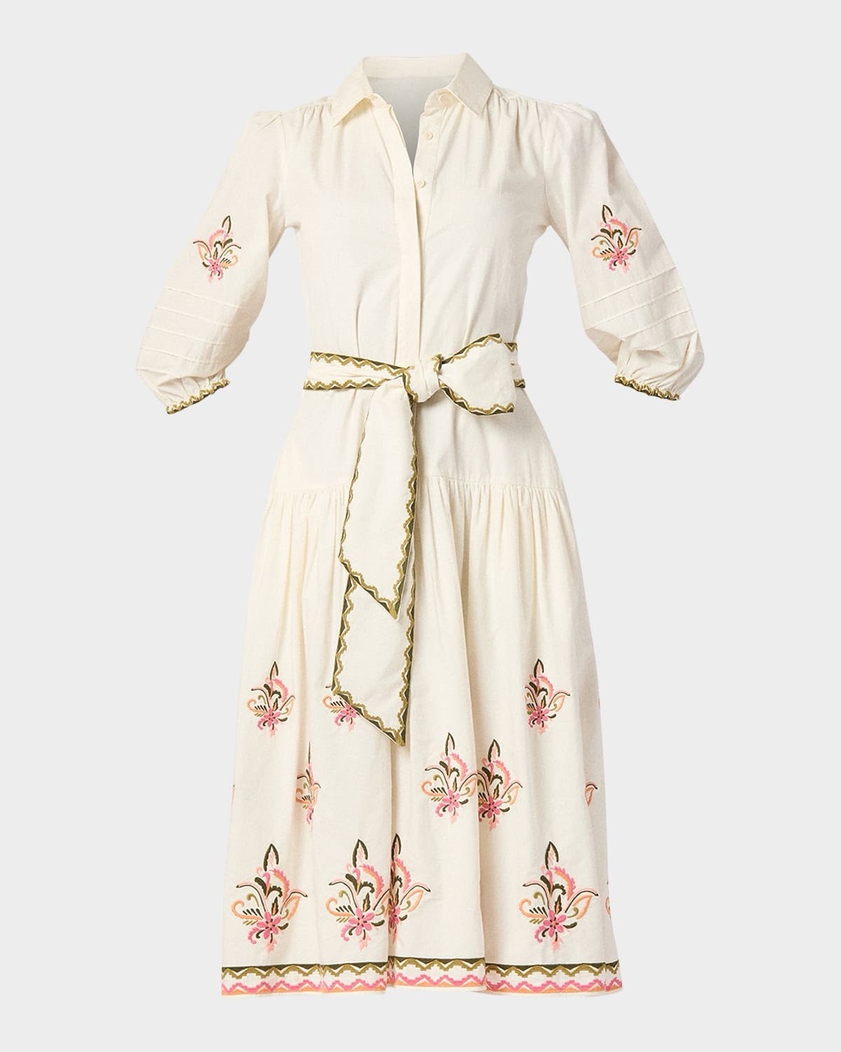 Shoshanna “Paisley” Embroidered Cotton Midi Shirtdress Size 12