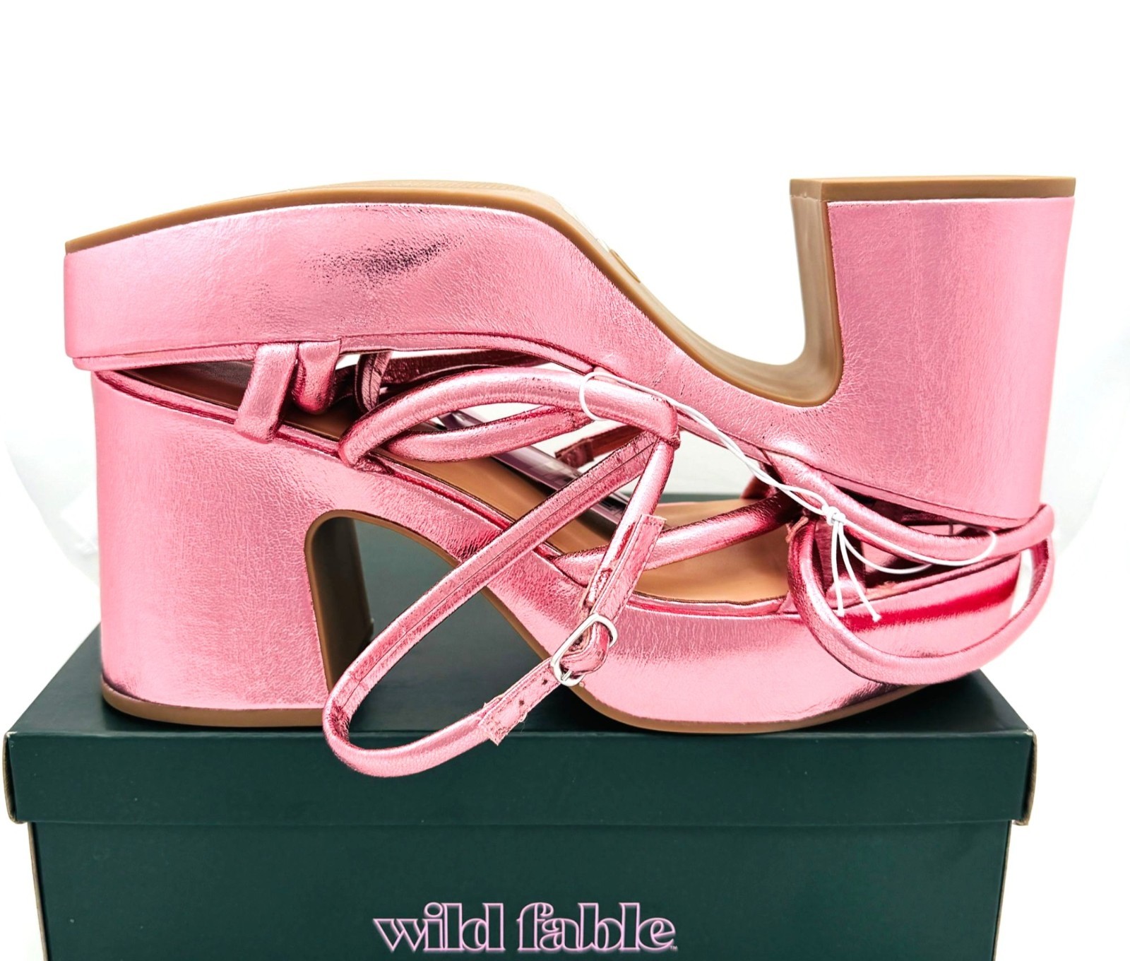 Wild Fable Pink Strappy Platform 4″ Astro Heels w/ Memory Foam Womens Sz 14 NIB