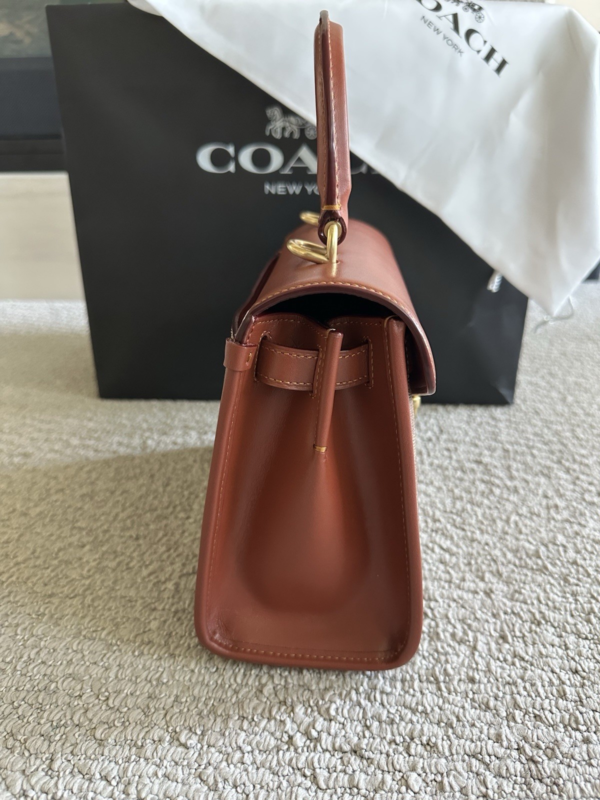 Coach Sammy Top Handle Bag 21 Brass/Tan/Rust CJ831 Signature Canvas/calf leather