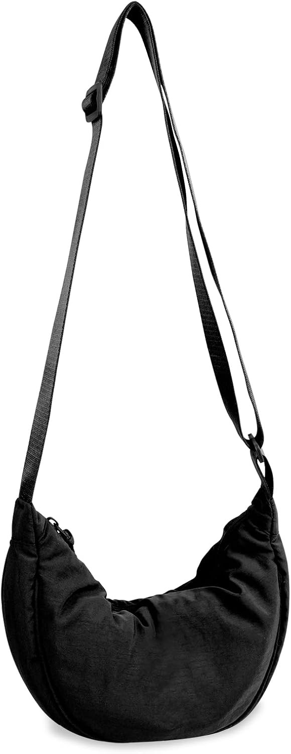 Nylon Crescent Crossbody Bag for Women Purses Trendy Men,Small Travel Sling Bag