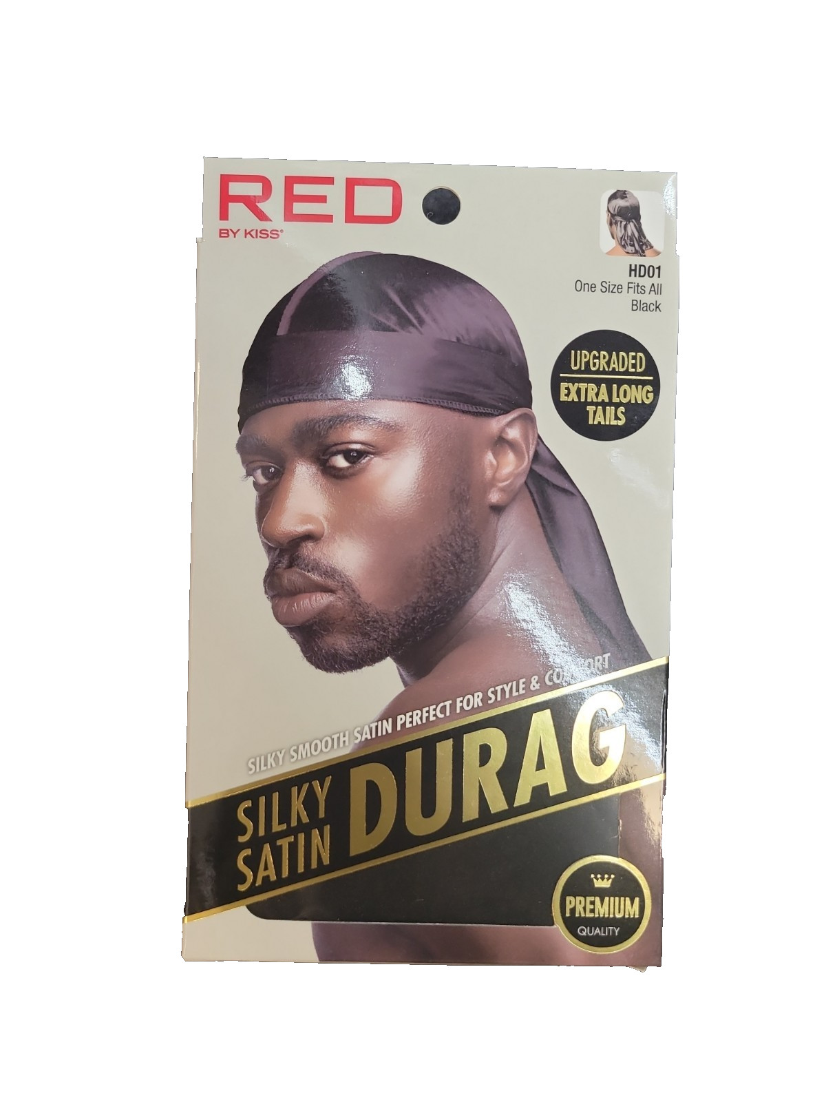 BL Kiss Red Durag Silky Satin Black HD01 One Size Fits All X 12 Pieces