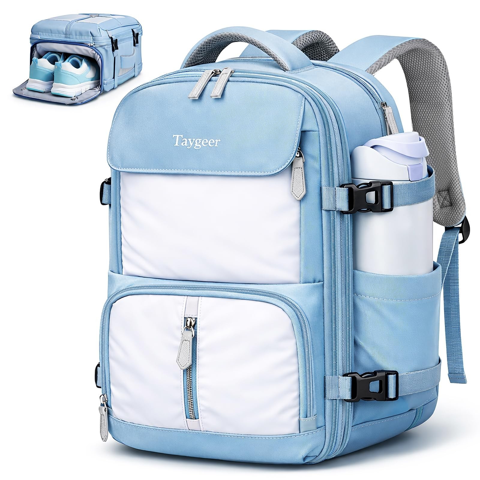 Expandable Travel Backpack with Hidden Shoe Compartment, Fits 15.6″ Laptop, TSA