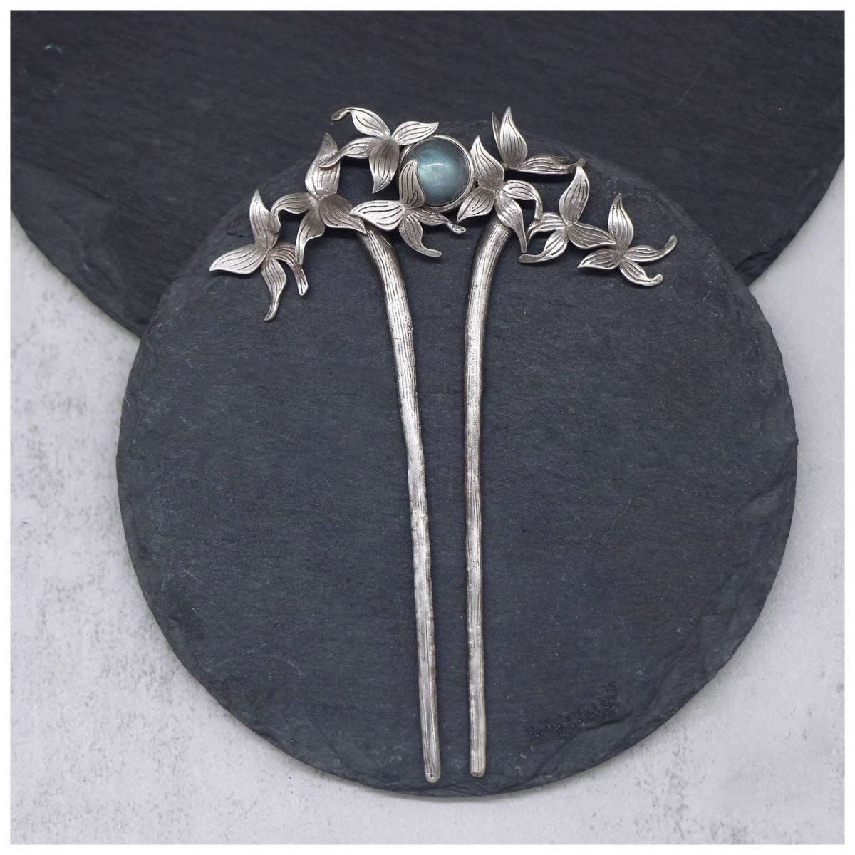 Vintage Silver Plated Floral Butterfly Short Hairpin Chinese Style Hairpin